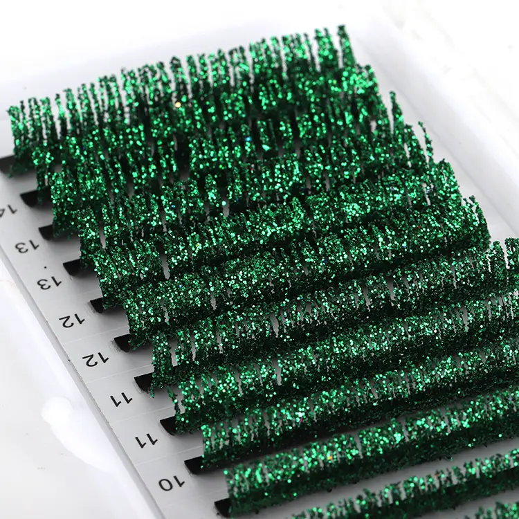 Groene glitter wimperverlenging